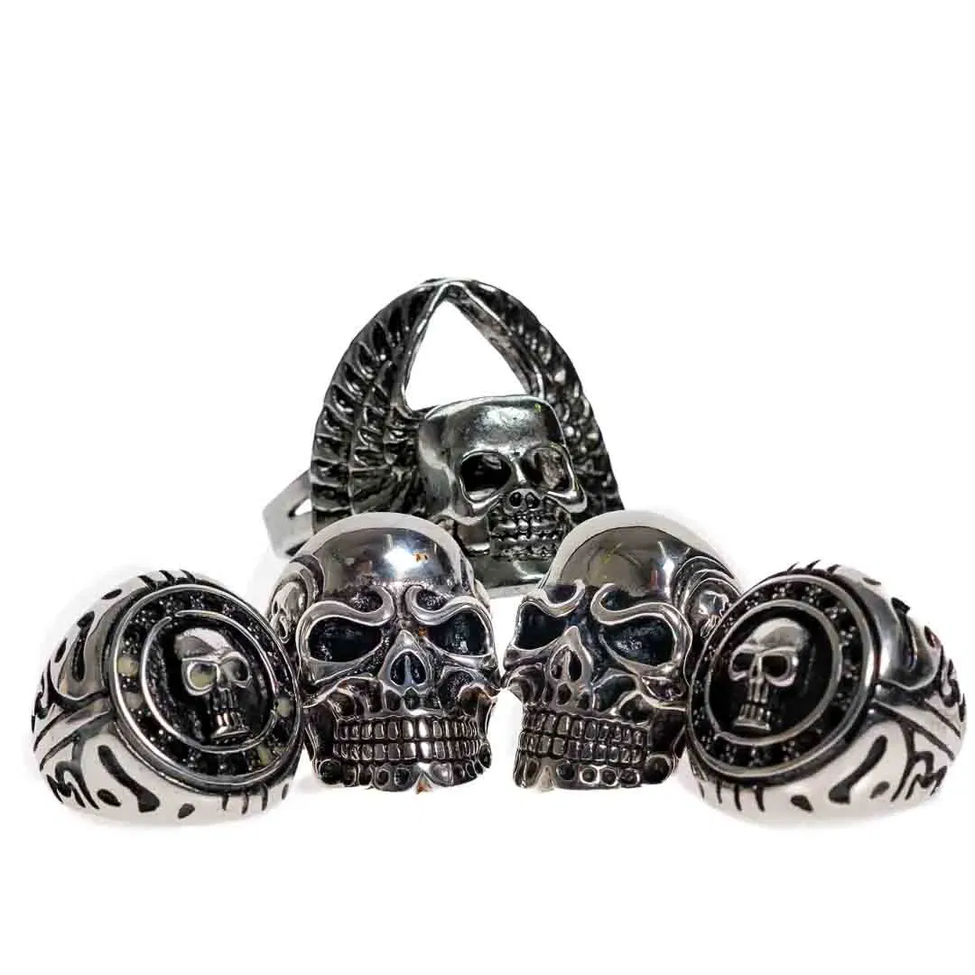 Jewelry We Herrenring  Edelstahl Totenkopf Edelstahlringe, Schwarz Silber Ringgröße 10-11 - Bild 1