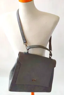 Damentasche, mit Schulterriemen, grau, echtes Rauhleder, Gr-M - Bild 2
