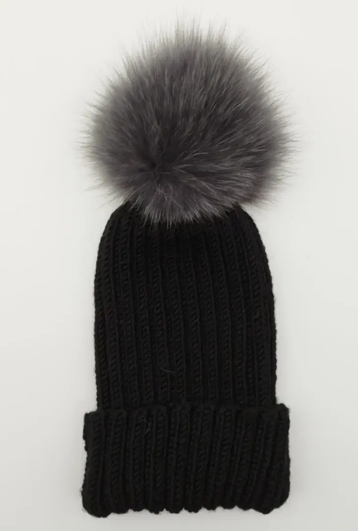 Gestrickte Pommel-Mütze - dehnbares Material - Bild 1