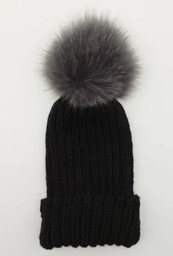 Gestrickte Pommel-Mütze - dehnbares Material - Bild 1