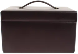 Schmuckkoffer / Schmuckbox, dunkelbraun mit bordeaux Samtinnenfutter, 3-lagig mit Spiegel & Ringrolle — inkl. Schlüssel - Bild 4