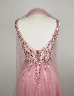 Mascara Ballkleid Rosa mit Steinen inkl. Schal - EU 34 / 100% Polyester - Bild 5