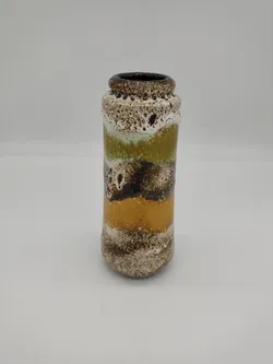 West Germany Vintage-Vase - gelb/braun/oliv/weiss - Bild 2