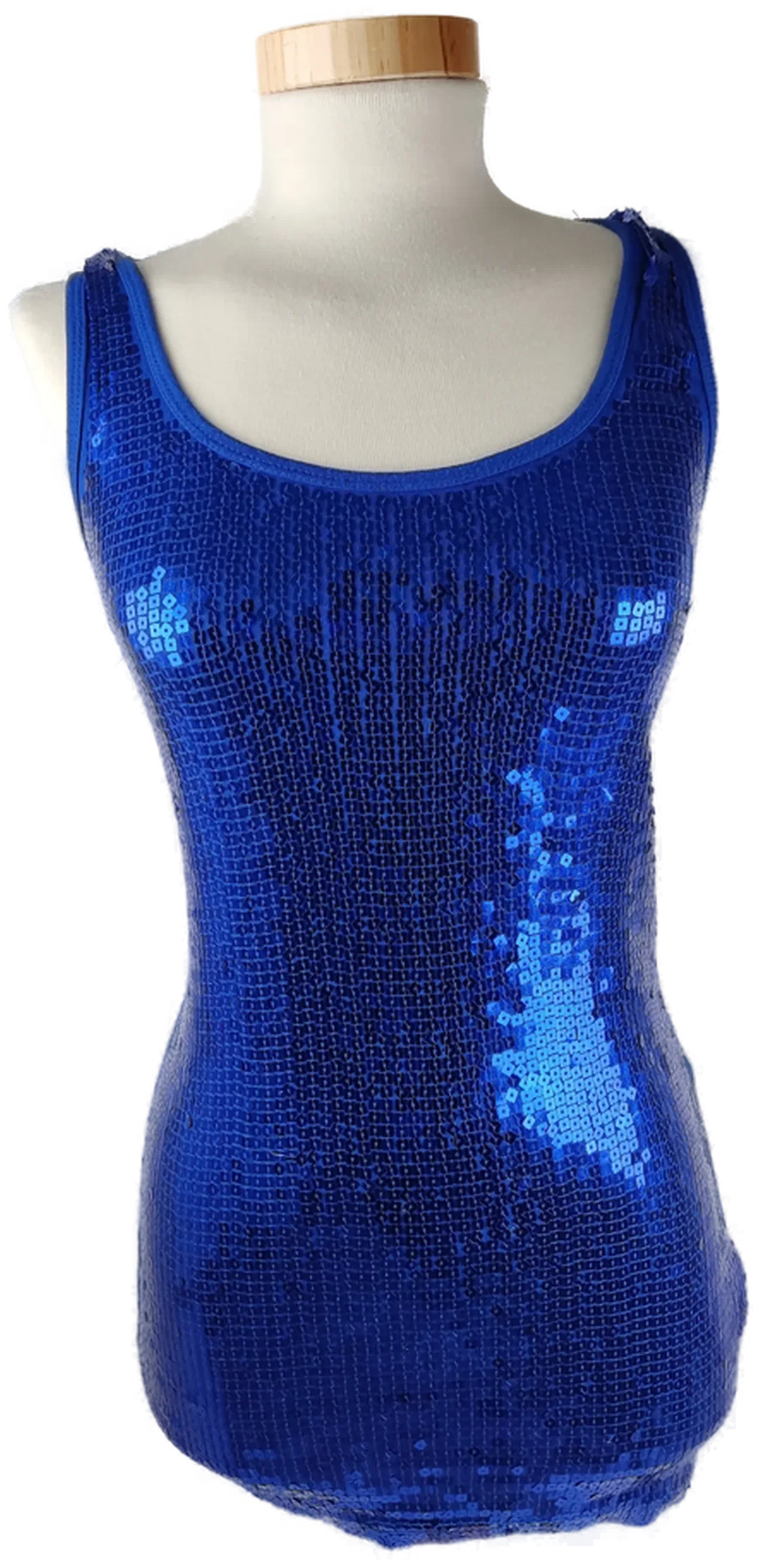Top 'forever', ärmellos mit Rundhalsausschnitt, royal blue mit Pailletten, Größe XS – Bild 1