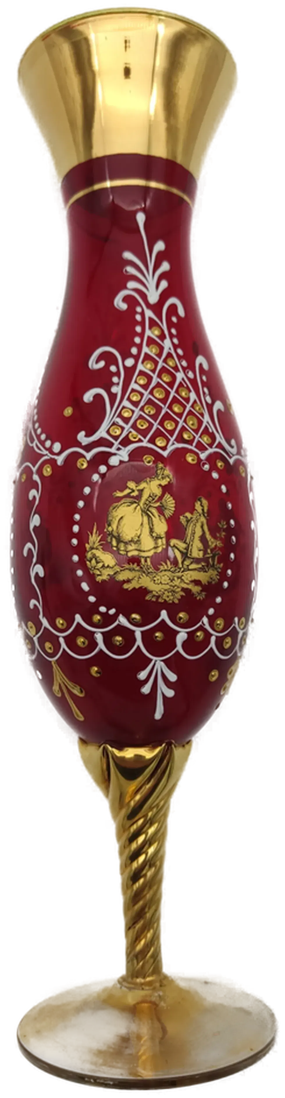  Glas aus Italien rubinrot mit goldenen Akzenten - Bild 1