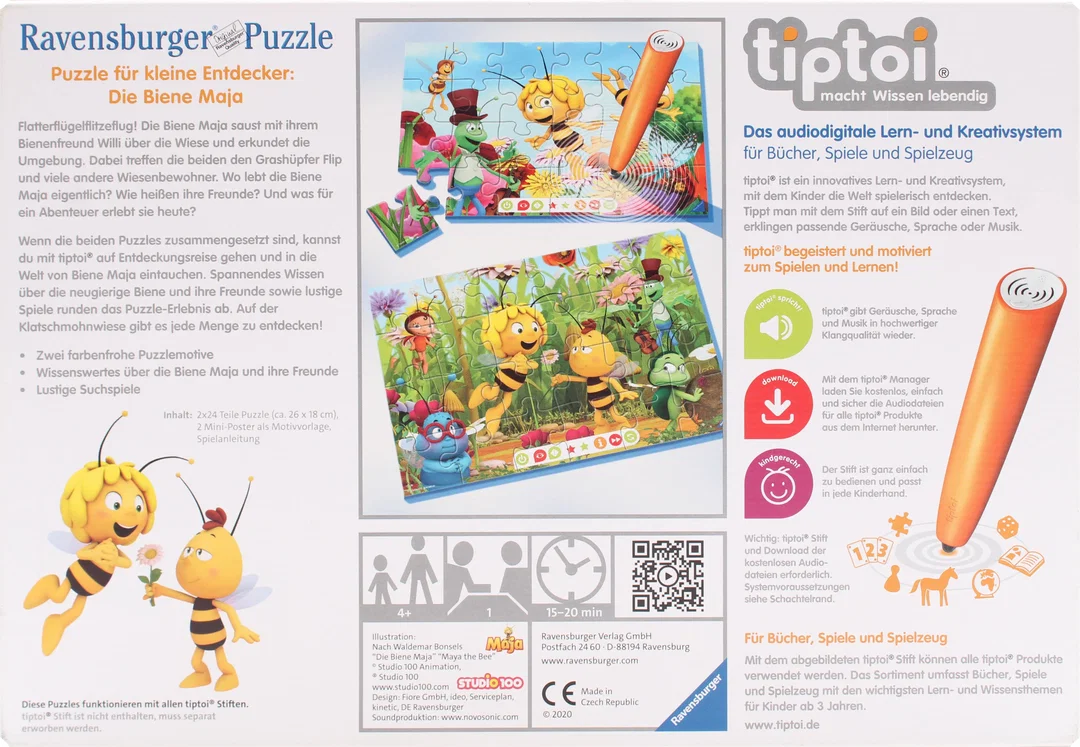 Tiptoi Puzzle Biene Maja von Ravensburger  2x24 Teile ab 4 Jahren – Bild 3