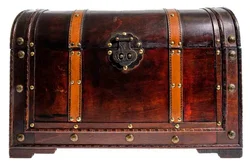 Holztruhe/Schatzkiste im Vintage-Stil, ca. 50 × 31 × 33 cm, dunkelbraun, Metallbeschläge - Bild 2