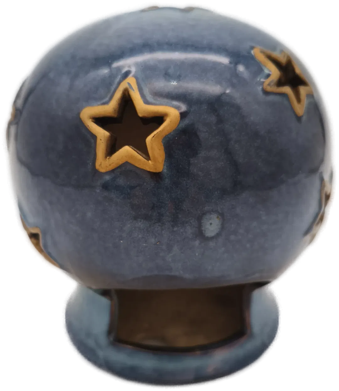 Teelichthalter Sternkugel, Keramik blau/gold, Weihnachten - Bild 1