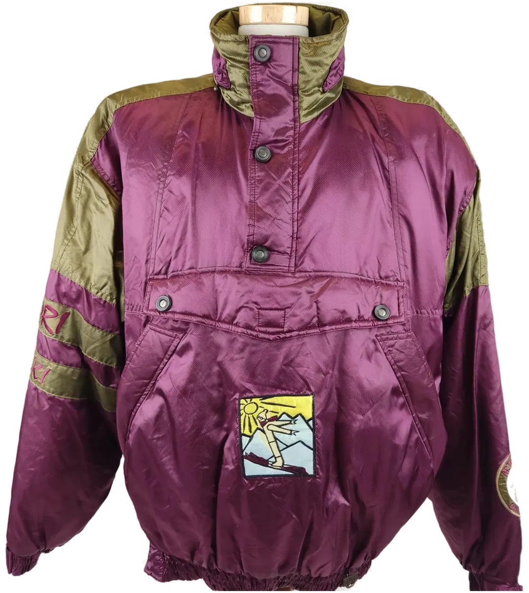 Vintage Campri Herren Herren Ski-Windjacke lila-grün - XL/52 - Bild 4