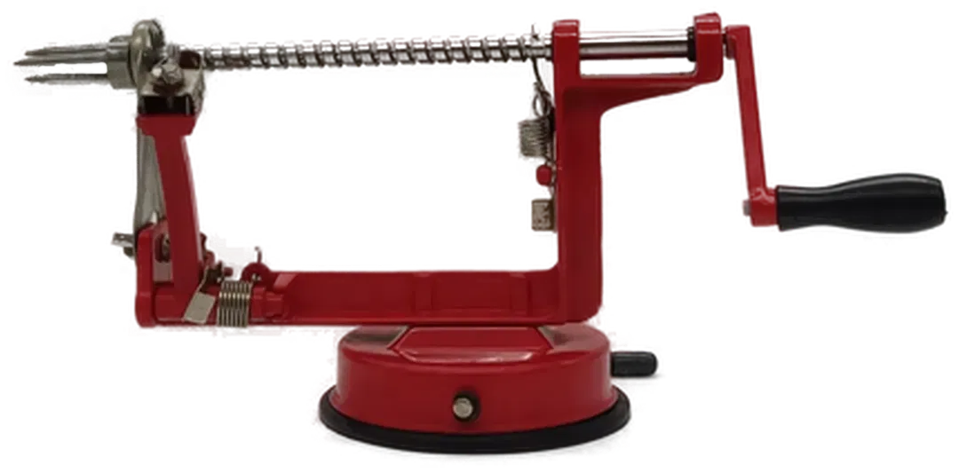 Manueller Obst-/Gemüseschäler mit Handkurbel in rot - Bild 1