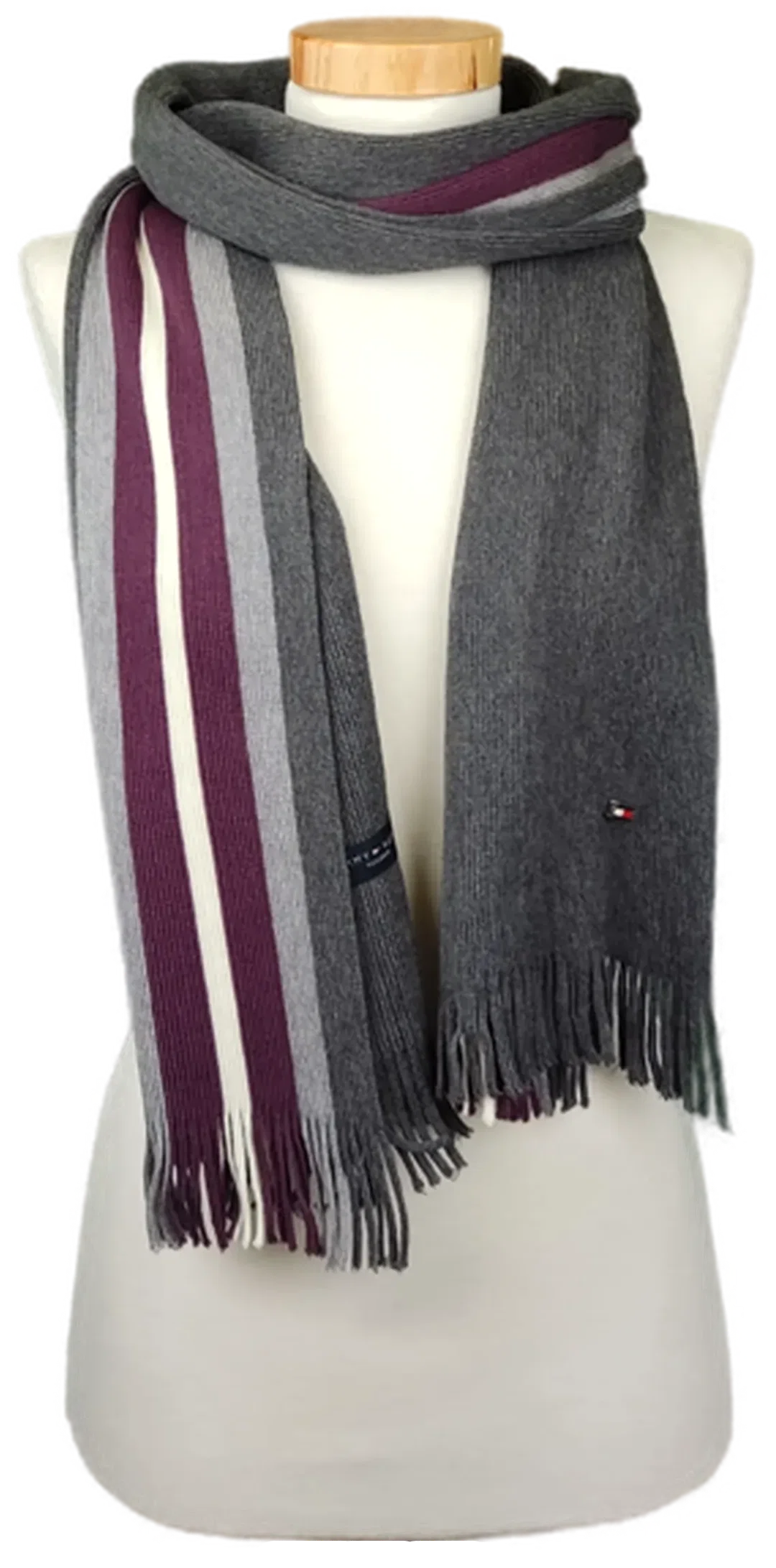 Tommy Hilfinger Unisex Schal aus Schurwolle mehrfarbig gestreift  - Bild 4