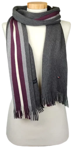 Tommy Hilfinger Unisex Schal aus Schurwolle mehrfarbig gestreift  - Bild 1