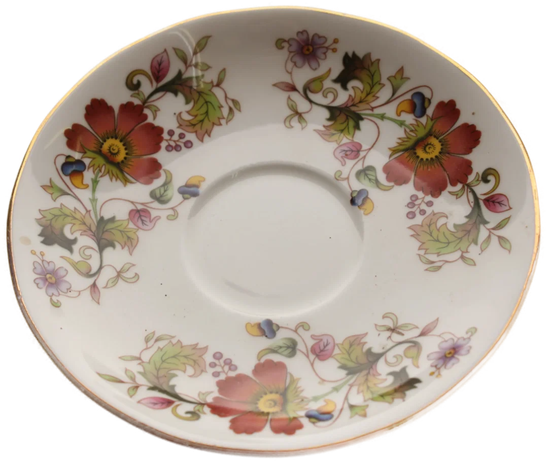 Royal Kent Bone China Tassen & Untertassen – Blumenmotiv mit Goldrand, 6-teilig – Bild 5