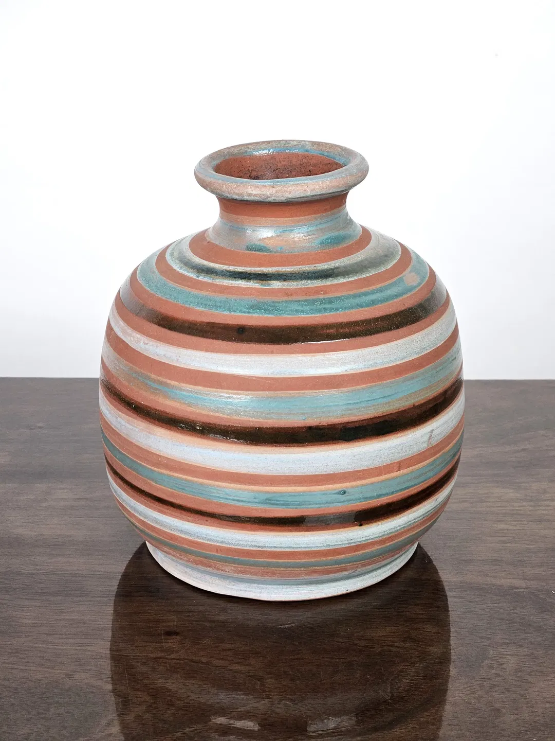 Vase aus Ton - gestreiftes Muster - Höhe ca. 14,5 cm  - Bild 1