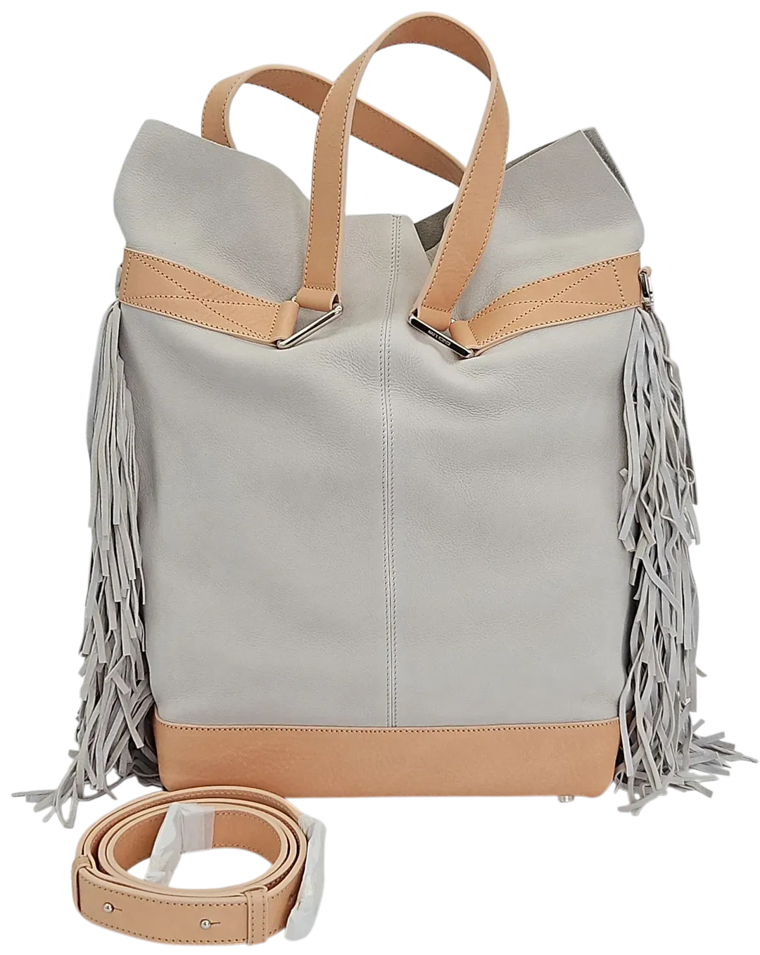 Max V. Koenig Damen Handtasche mit Fransen, grau/creme - mittel - Bild 4