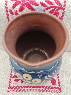 Keramikkrug blau mit Blumenmotiv | Landhaus – Vorschau 6