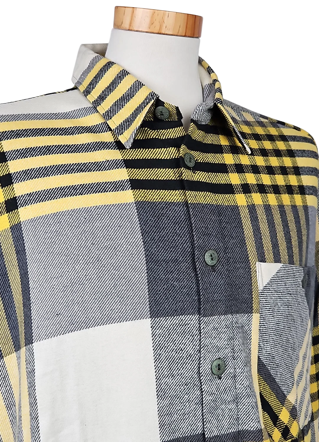 LUIGI Vintage Herren Hemd, gelb/grau - Gr. L  – Bild 4