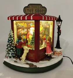 Santa`s Toy Shop, nostalgische Weihnachtsspieluhr mit Licht und Bewegung  – Vorschau 1