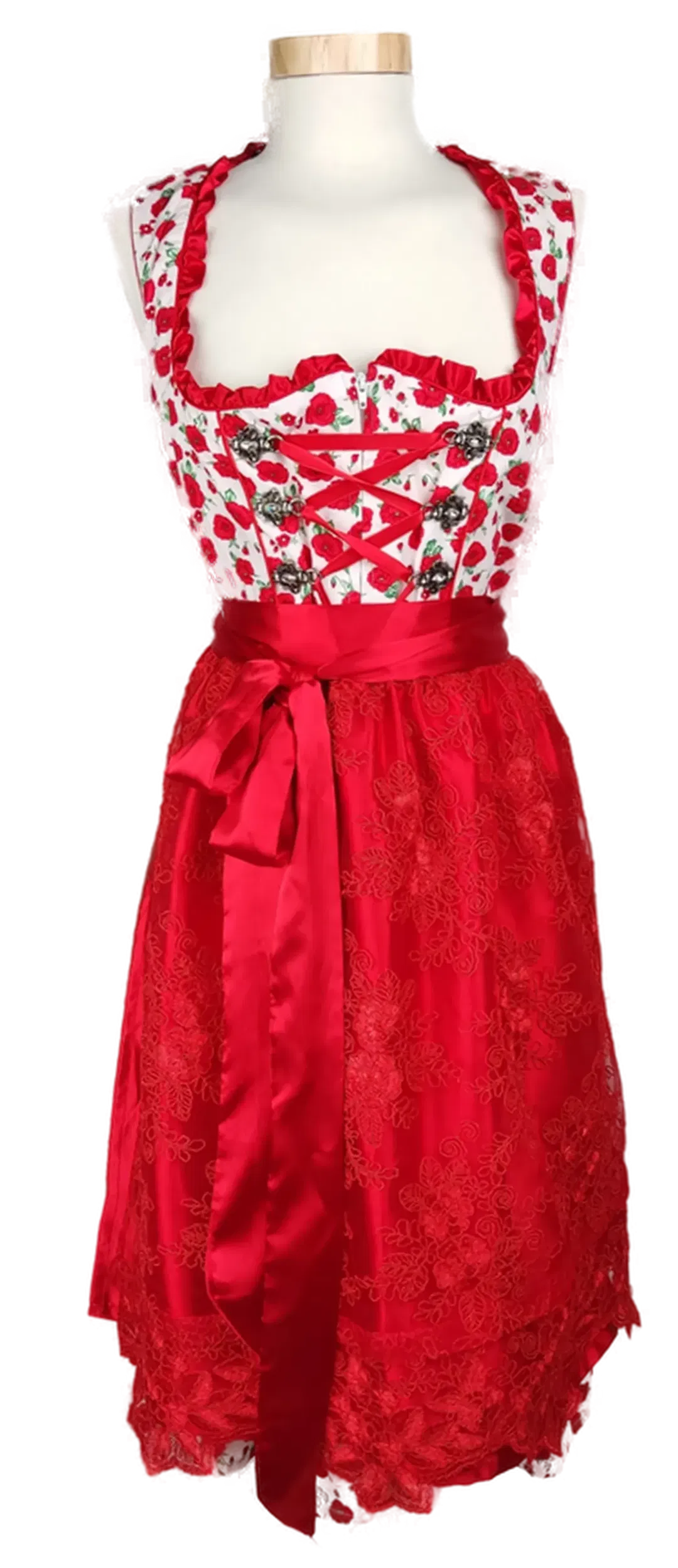 Engel Dirndl Damendirndl rot/weiß - M/38 - Bild 4