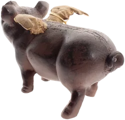 Geflügeltes Schwein – schwere Deko-Skulptur | vermutlich Messing | ca. 29 cm - Bild 3