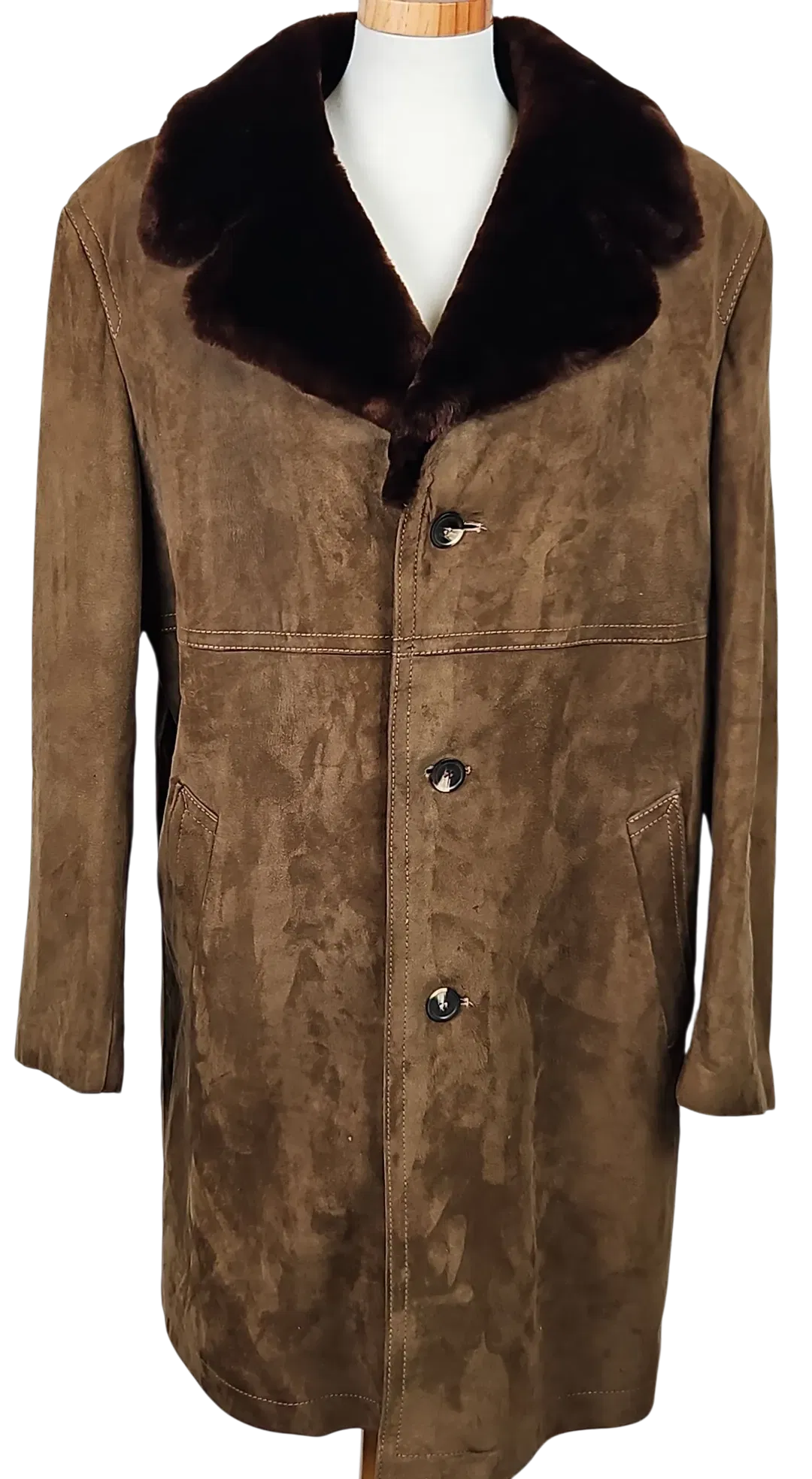 Vintage Herren Ledermantel, braun - Gr. XL  - Bild 1