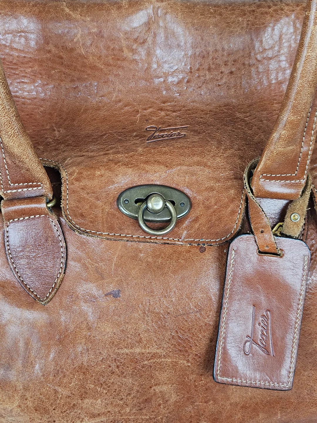Texier Vintage Leder Reisetasche, braun  – Bild 12