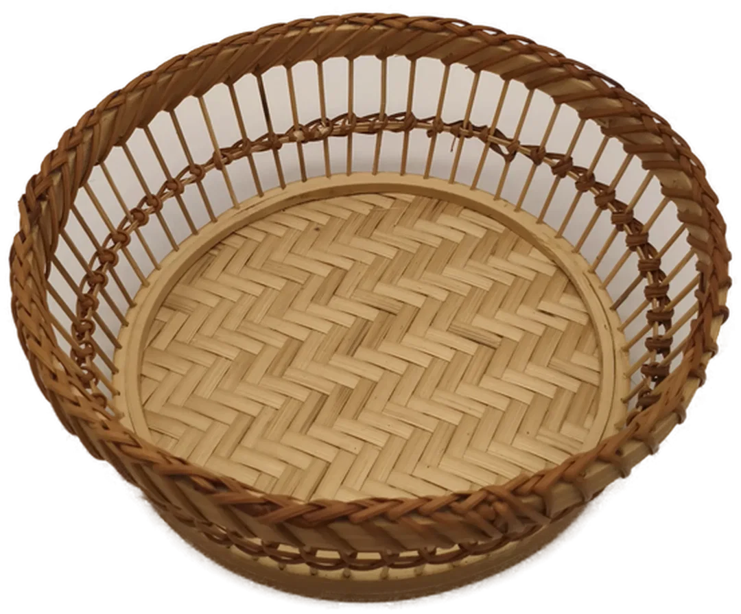Runder Brotkorb, Dekokorb aus Bambus und Rattan, 24 cm – Bild 1