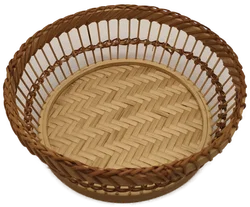 Runder Brotkorb, Dekokorb aus Bambus und Rattan, 24 cm – Vorschau 1