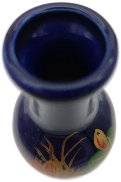 Kleine Kobalt-Keramikvase mit Blumenmotiv | Vintage-Schatz - Bild 4