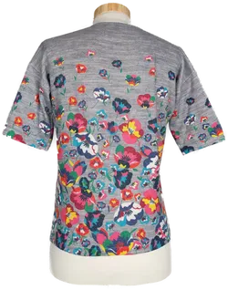 Benetton Mädchen Strickshirt grau/bunt geblümt - 10-11 Jahre - Bild 2