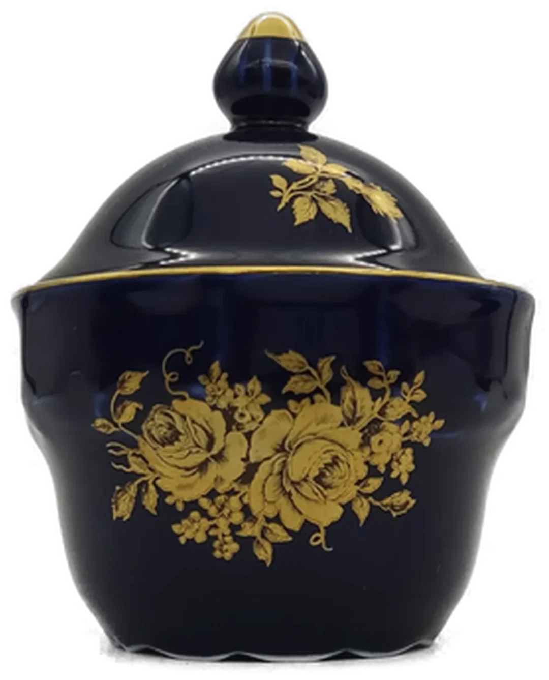 Keksdose & Deko-Vase, blau-gold, 2-teilig – Bild 2