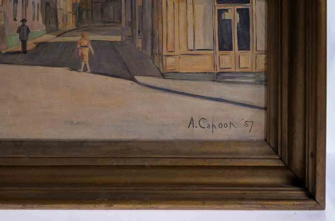 Vintage Gemälde Alvin R. Cahoon "Pariser Straßenszene" 1957, Öl – Bild 2