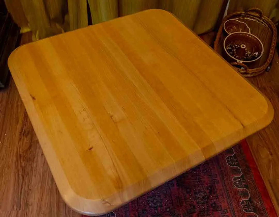 Massivholz Couchtisch, Buche, quadratisch 75x75 cm, Mittelfuß – Bild 3