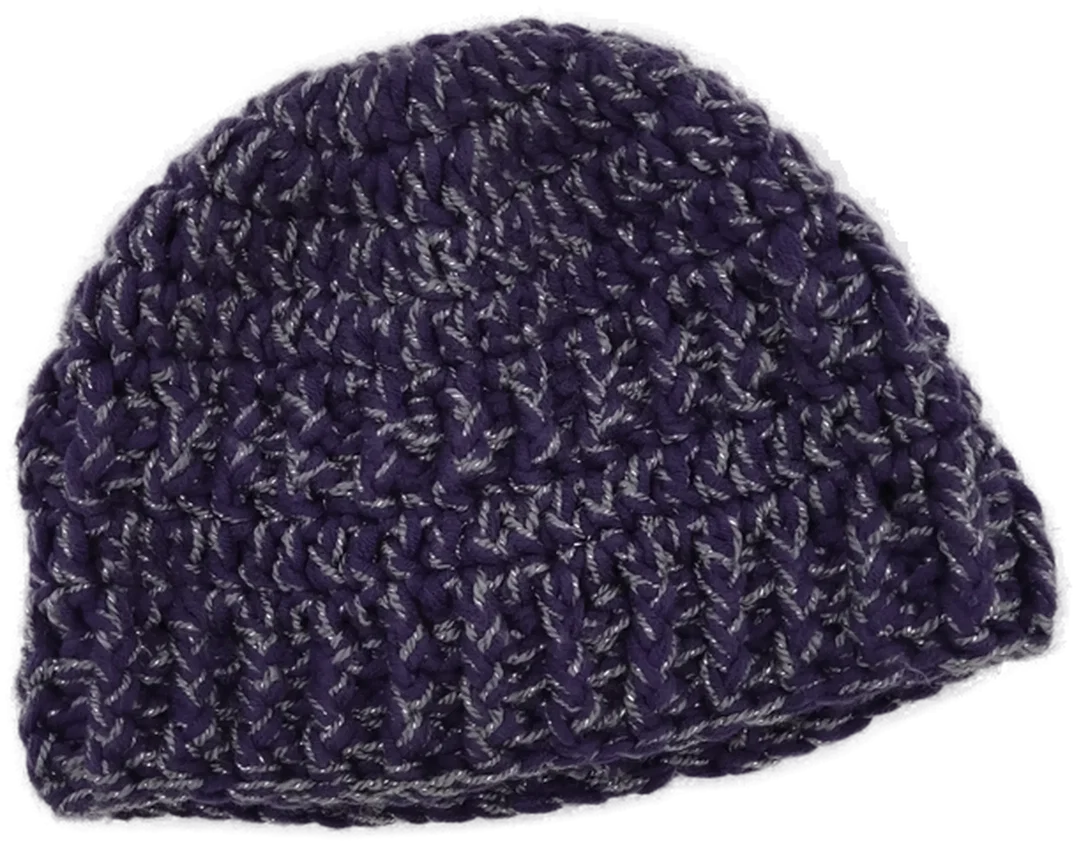 Damenhaube violett mit silbern glänzen Einwebungen - M/L – Bild 2