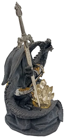 Agora Gifthouse Sweden Deko-Drache mit Schwert & LED-Kristall – Gothic Fantasy Figur – Vorschau 4