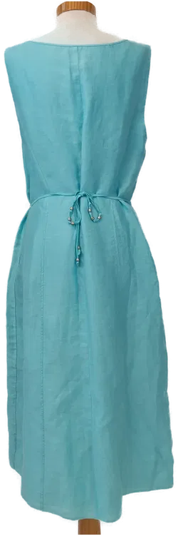 GERRY WEBER Damen Leinenkleid mit Bindegürtel türkis - 44 - Bild 3