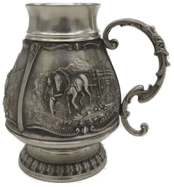 SKS Zinnkrug mit Henkel & Reliefdekor Höhe ca 14cm  - Bild 2