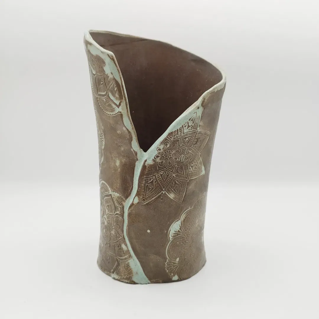 Dekovase Getöpfert Mandala-Keramik | Künstlerisches Unikat - Bild 1