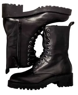 Massimo Dutti Leder Schnürstiefeletten Boots Schwarz Gr. 36 - Bild 1