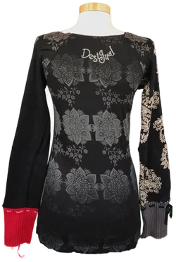Desigual Damen Langarmshirt schwarz gemustert Gr. M - Bild 2