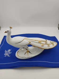 Vintage Porzellan Pfau Skulptur - werß/Gold (24K Echtgold) - Made in Italy -  Länge 44cm, Höhe 27cm – Vorschau 1