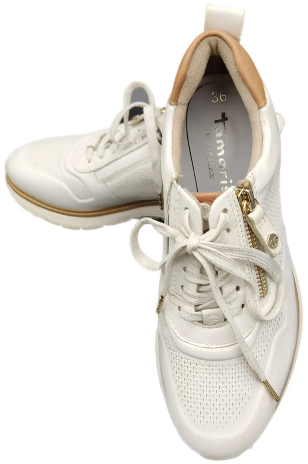 Tamaris Damen Sneakers weiß/braun  Gr.36 - Bild 4