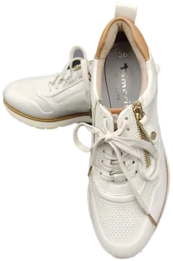 Tamaris Damen Sneakers weiß/braun  Gr.36 - Bild 1