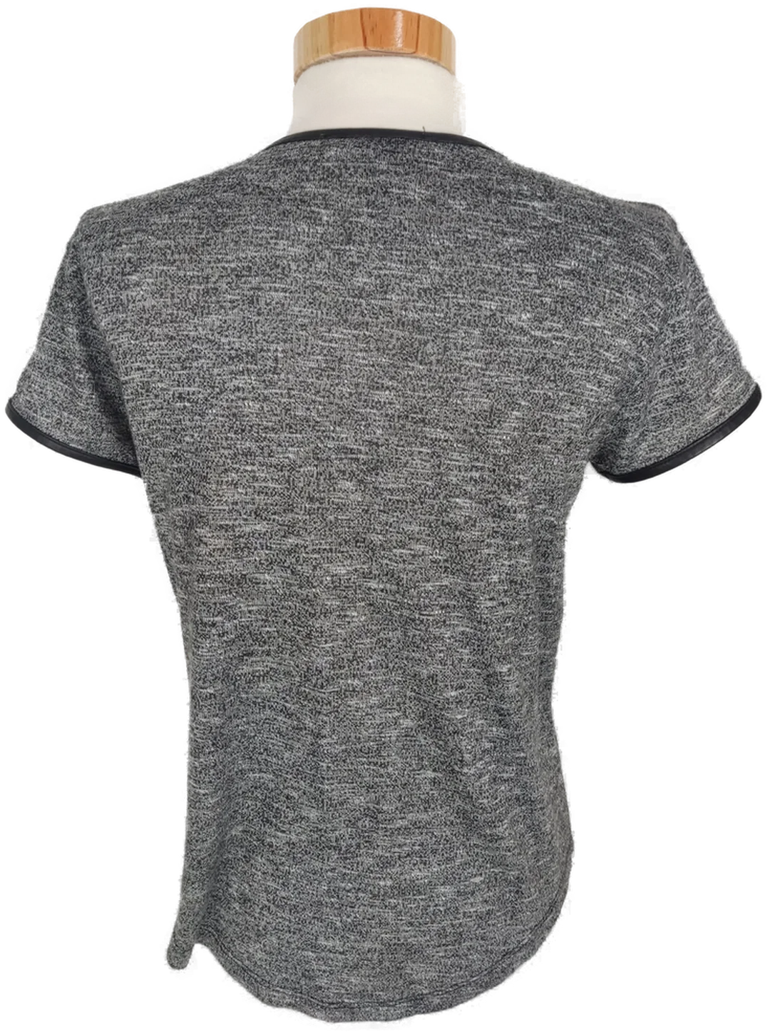 T-Shirt "Atmosphere", kurzarm mit Rundhalsausschnitt, schwarz/graumeliert mit Zipp, Größe 34 – Bild 4