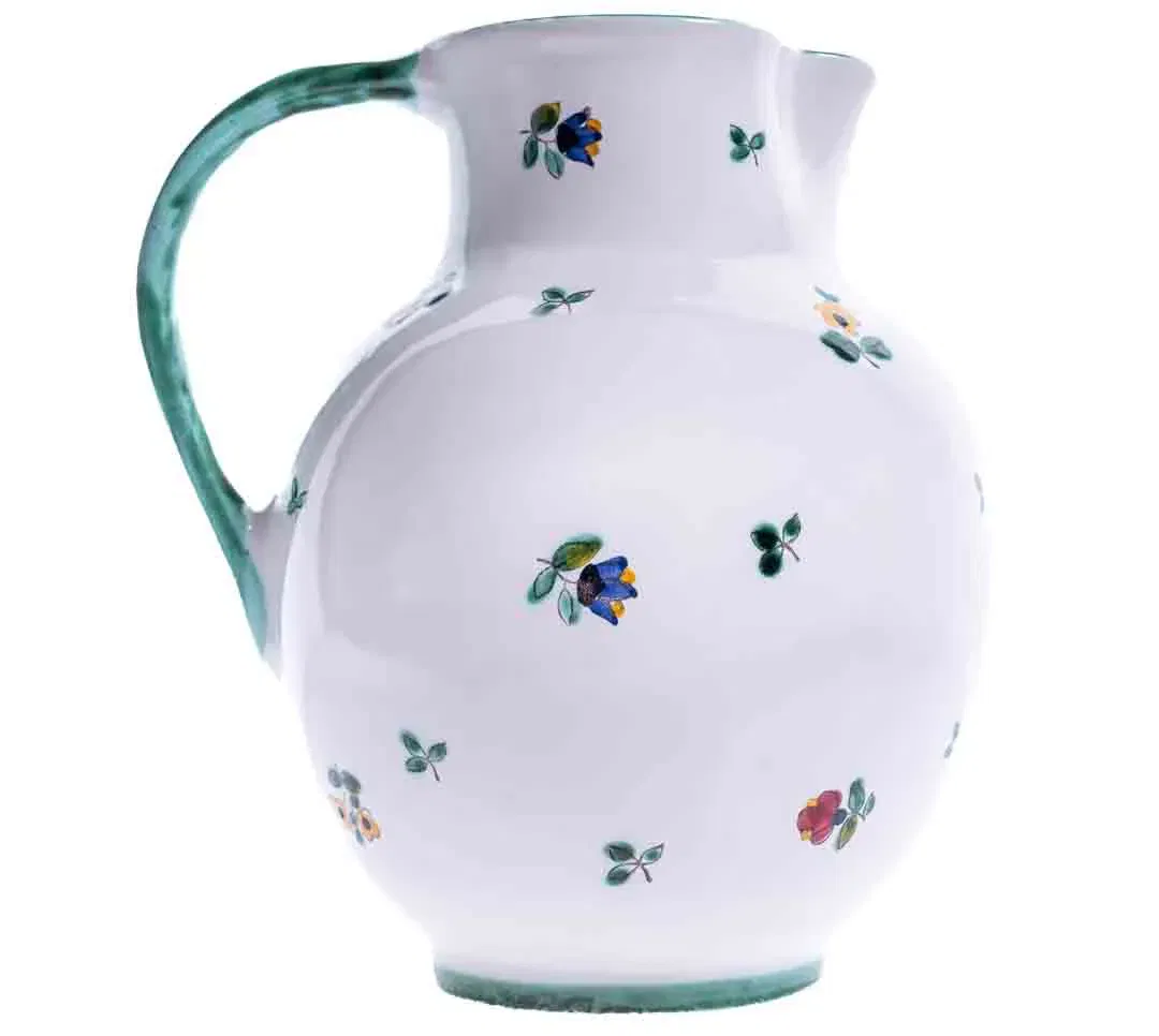 Gmundner Keramik/Porzellan Krug/Kannne Streublumenapplikationen Höhe ca 21cm - Bild 4