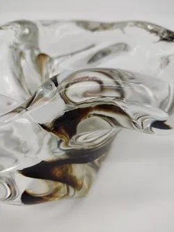 Vintage Glasschale / Aschenbecher mit rauchgrauen Einschlüssen - Bild 3