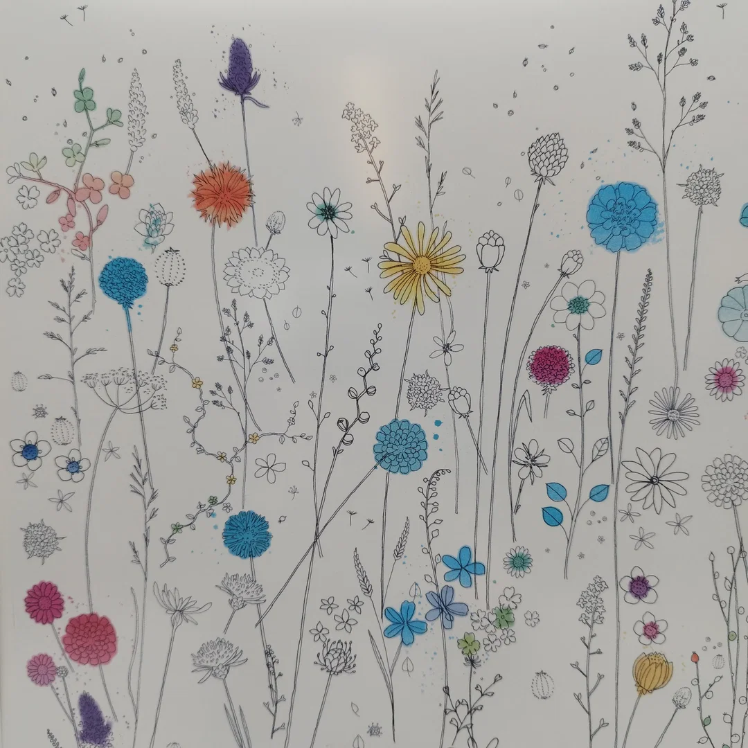 Leiner Blumen-Bild Aquarellmotiv-Druck - 51x49cm Rahmen – Bild 2
