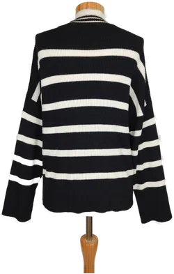 ONLY Damen Pullover weiß/schwarz gestreift - M/38 - Bild 2