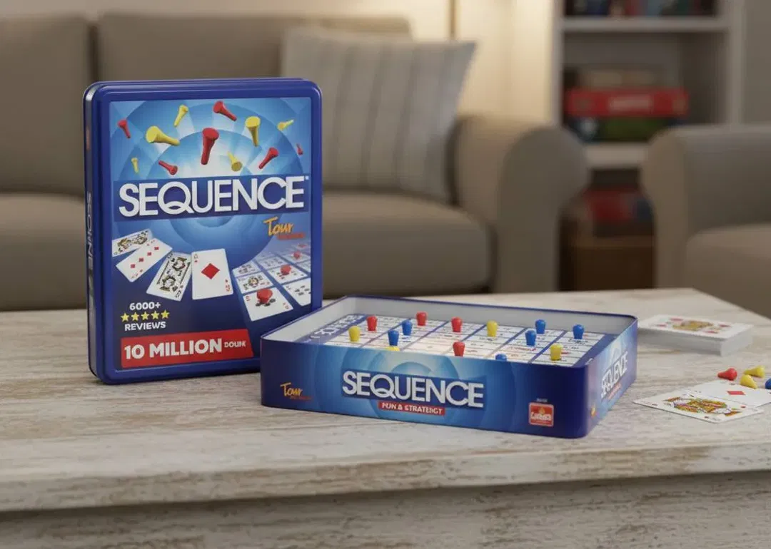 Sequence – Tour Edition – Goliath – Strategiespiel in Metalldose | ab 7 Jahren | 2–4 Spieler | Komplett - Bild 4