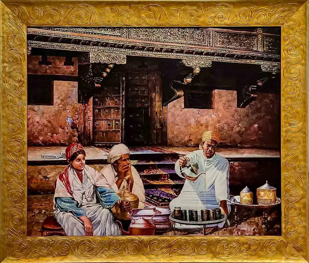 Prachtvolles Orient-Gemälde im opulenten Goldrahmen 72 x 61,5 cm - Bild 1